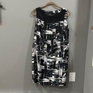 AB Studio Black and White Halter Sheath Mini Dress